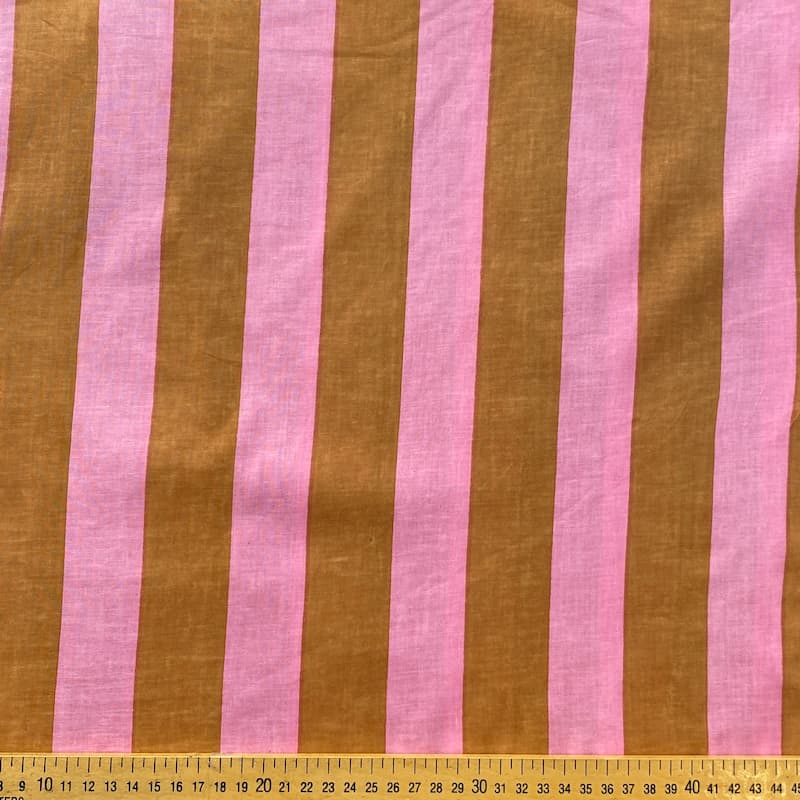 Tissu rayé Rose et Or