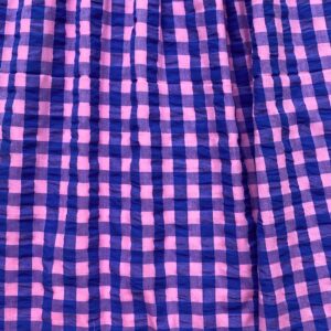 Tissu vichy seershucker bleu et rose