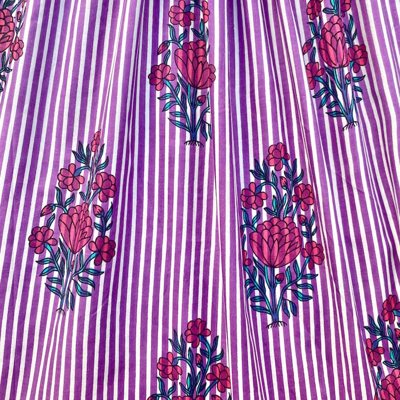 Tissu indien rayé violet
