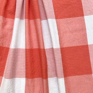 Tissu maxi vichy seershucker corail