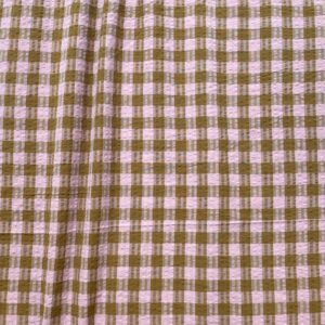 Tissu vichy ocre et rose