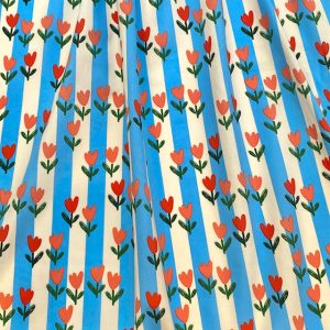 Tissu coton rayé Tulipes