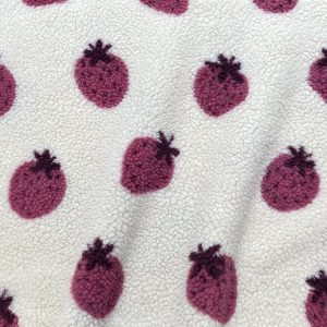 Tissu sherpa fraise