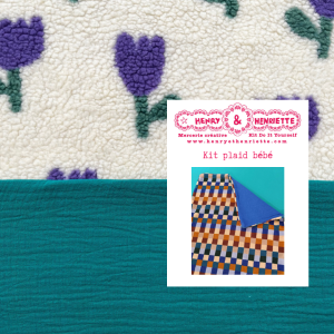 Kit plaid sherpa tulipes violettes