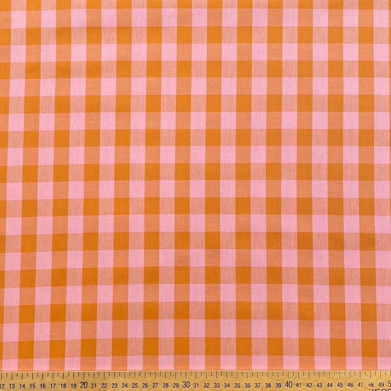 Tissu vichy fils teints Orange Saumon