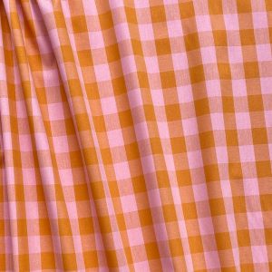 Tissu vichy fils teints Orange Saumon