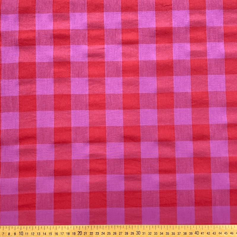 Tissu vichy fils teints Framboise Fuschia