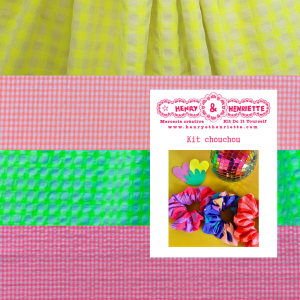 Kit 4 chouchous en tissu Vichy fluo