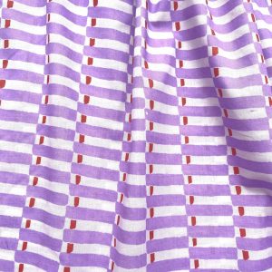 Tissu coton géométrique lilas écru