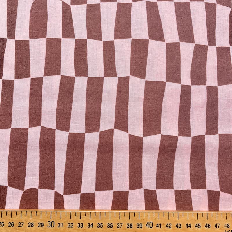 Tissu coton carreaux psychédéliques Rose Marron Tissu coton carreaux psychédéliques Rose Marron