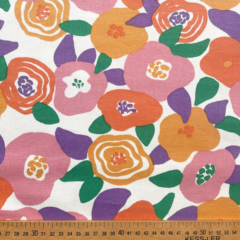Tissu demi natte Coton Viviane Rose Jaune