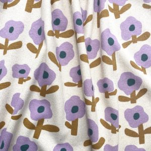 Tissu jersey côtelé fleurs lavande