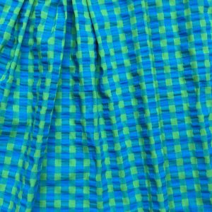 Tissu vichy seersucker vert et bleu