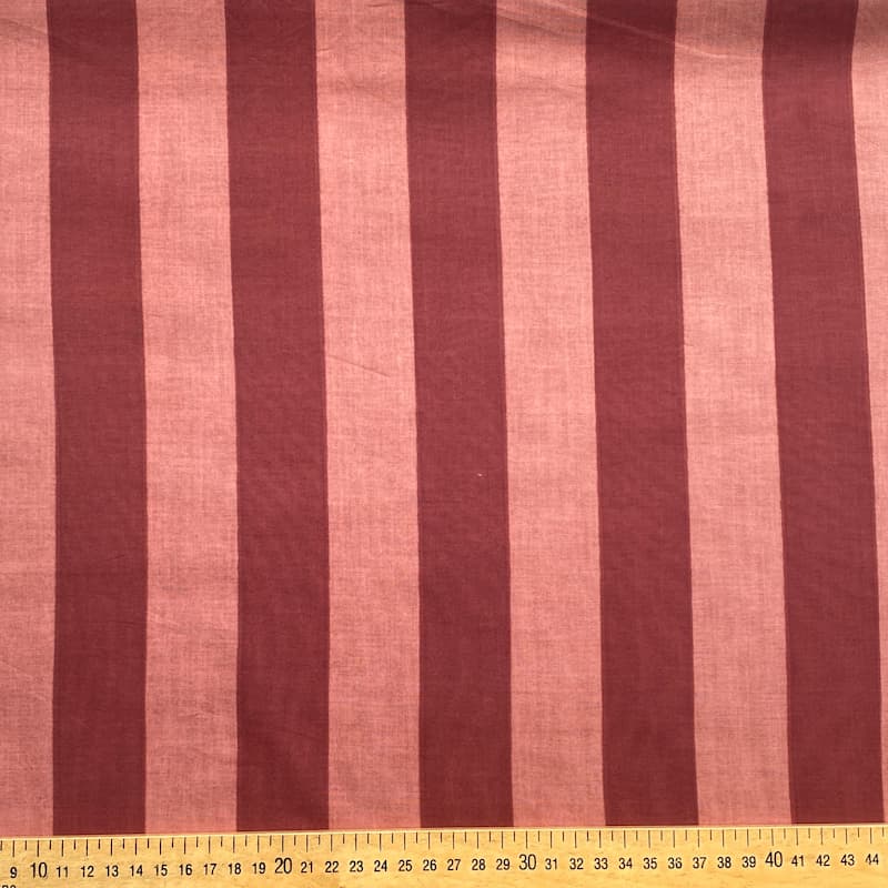 Tissu indien rayé terracotta et rose