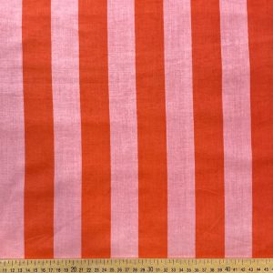 Tissu indien rayé orange et corail