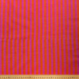 Tissu indien rayures fines orange et rose