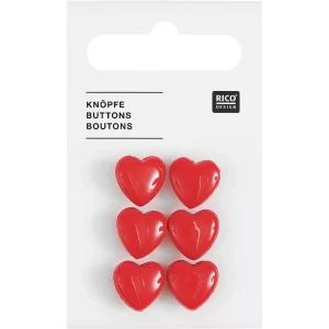 Boutons petits cœurs rouge