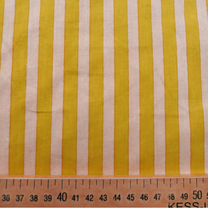 Tissu indien rayure fine Jaune et Beige