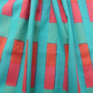 Tissu indien rayures géométriques Turquoise et Corail