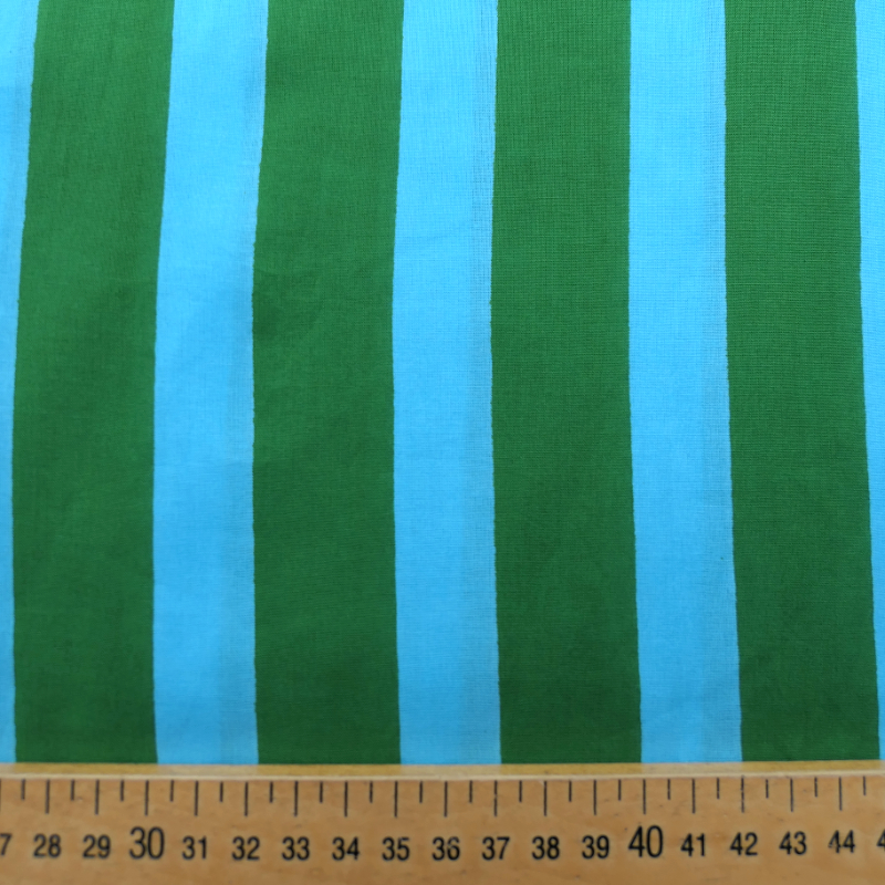 Tissu indien rayure Azur et Vert