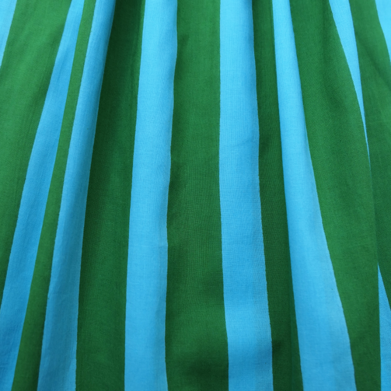 Tissu indien rayure Azur et Vert