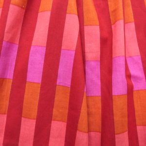 Tissu indien rayures géométriques Rouge Orange Rose