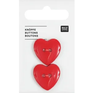 Boutons gros cœurs rouges