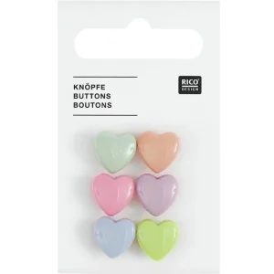 Boutons petits cœurs pastel