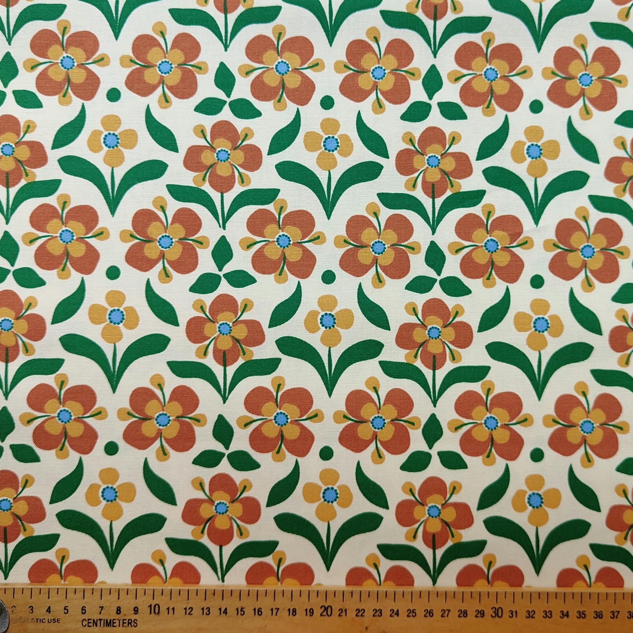 Tissu demi natte Pop Retro Orange Vert