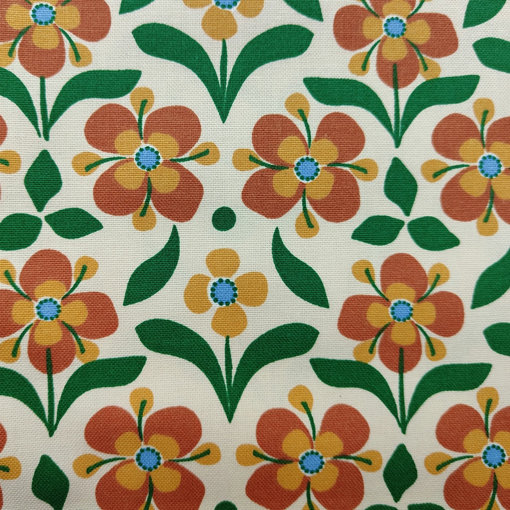 Tissu demi natte Pop Retro Orange Vert