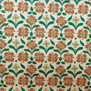 Tissu demi natte Pop Retro Orange Vert