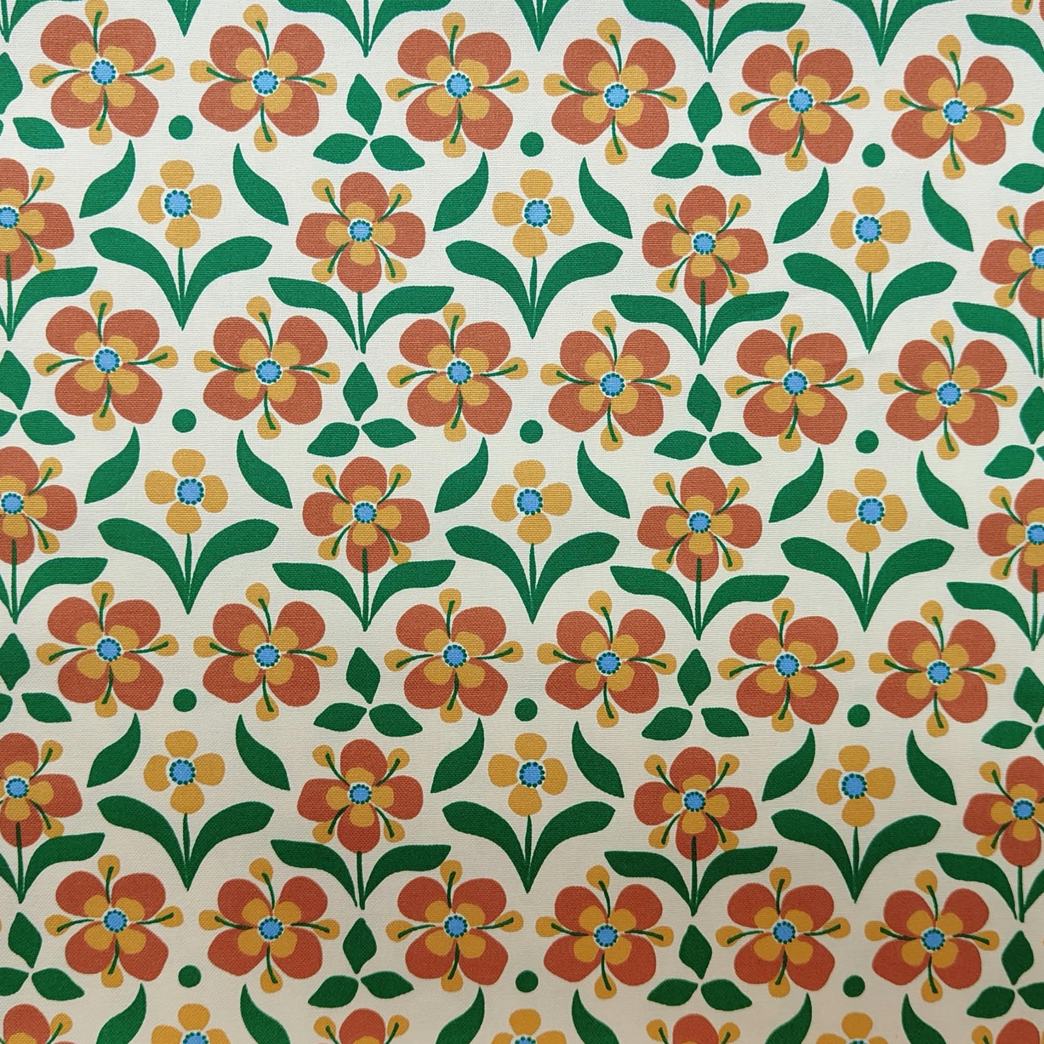 Tissu demi natte Pop Retro Orange Vert