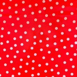 Toile cirée vichy pois blancs sur fond rouge