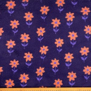 Tissu sherpa flower marine