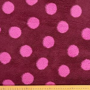 Tissu sherpa pois bordeaux