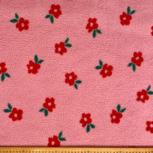 Tissu sherpa flower pink