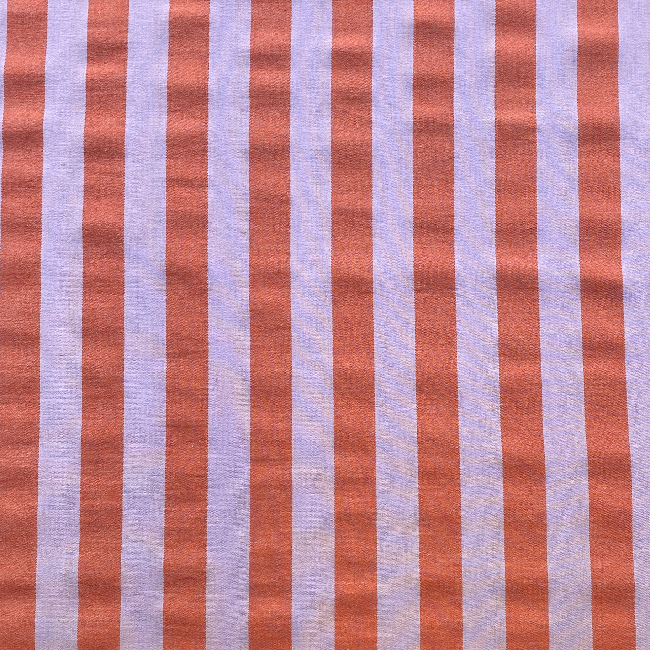 Tissu rayé fil teint lavande/orange