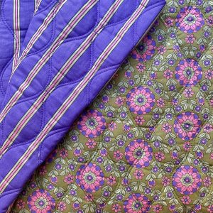 Tissu matelassé fleurs et rayures