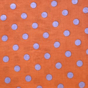 Tissu indien orange à pois violet