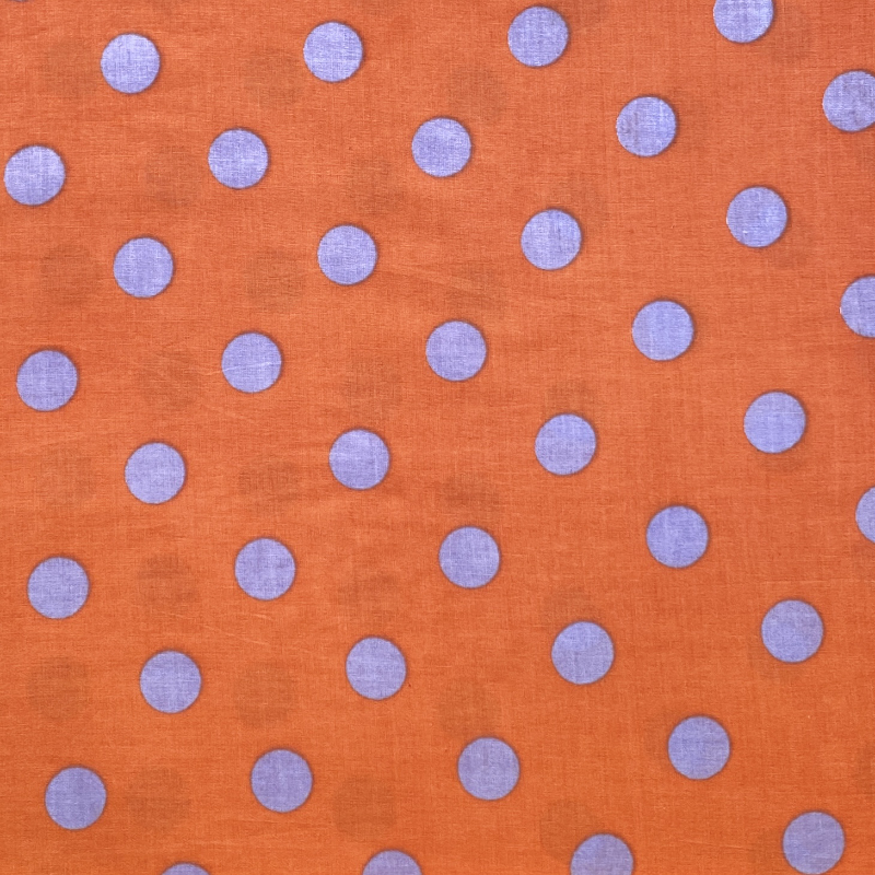 Tissu indien orange à pois violet