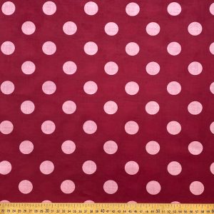 Tissu indien bordeaux à gros pois roses
