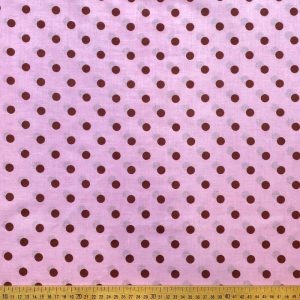 Tissu indien rose à pois marron